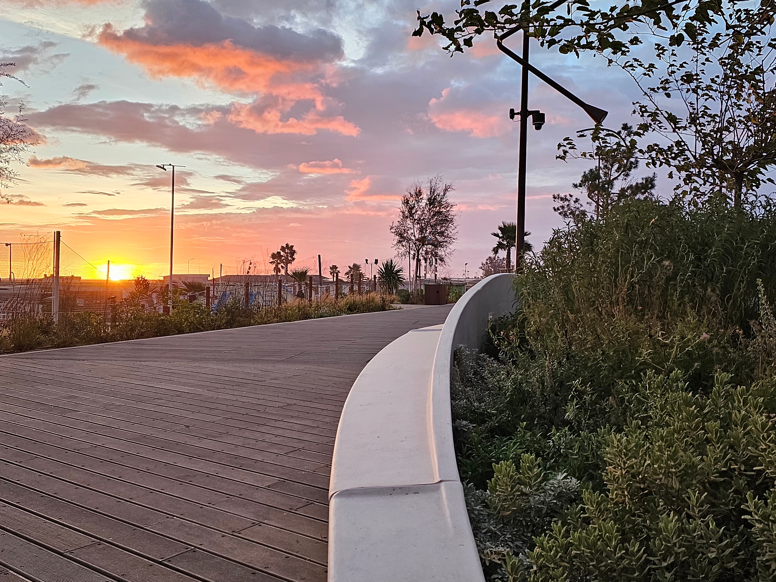 Photo of the Parco del Mare in sunrise/sunset from the wastewater facility