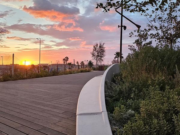Photo of the Parco del Mare in sunrise/sunset from the wastewater facility